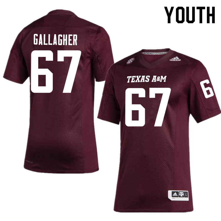 Youth #67 Galen Gallagher Texas A&M Aggies College Football Jerseys Sale-Maroon